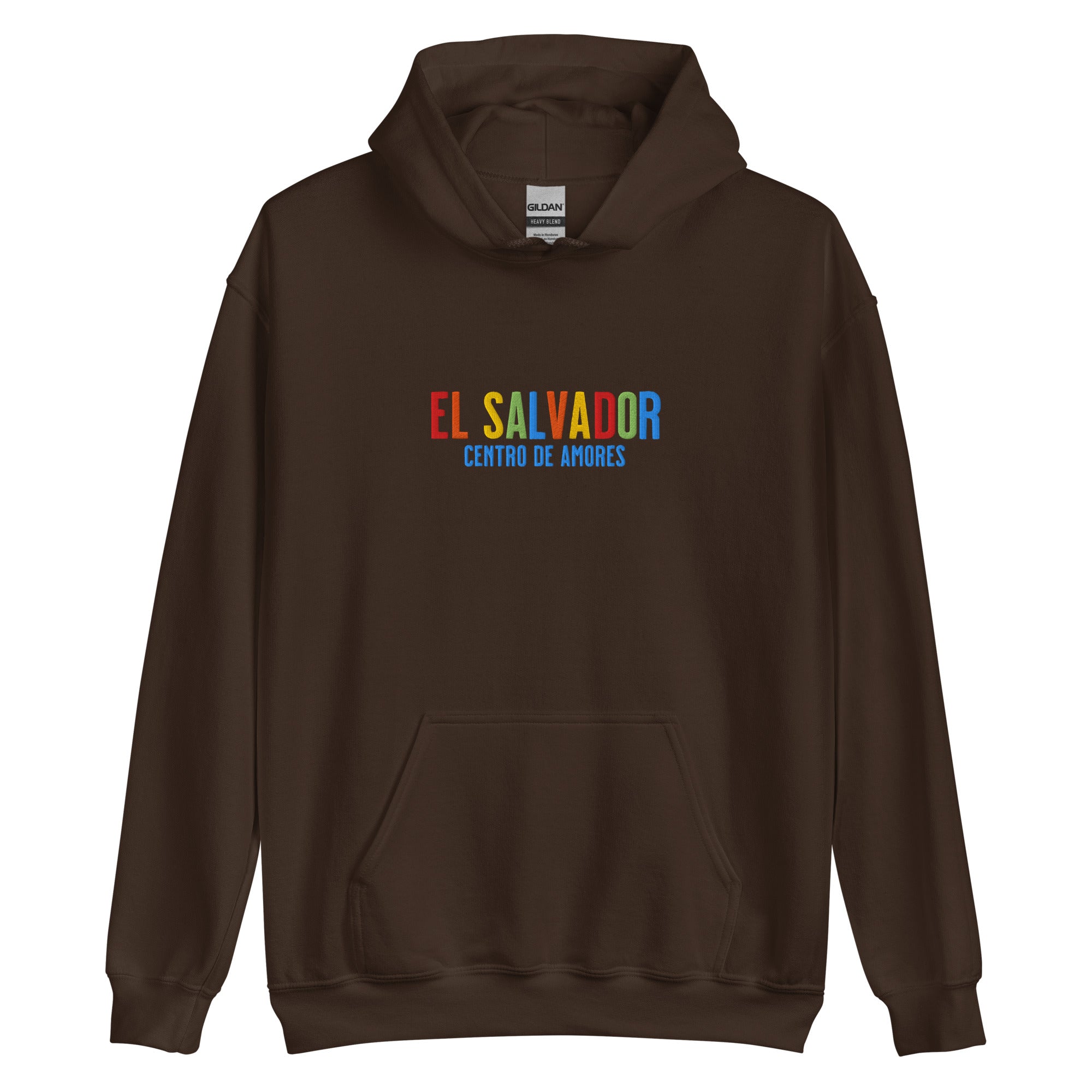 Hoodie bordado con la frase “Centro de Amores”, inspiración cultural de El Salvador.